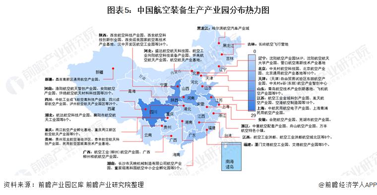 图表5:中国航空装备生产产业园分布热力图
